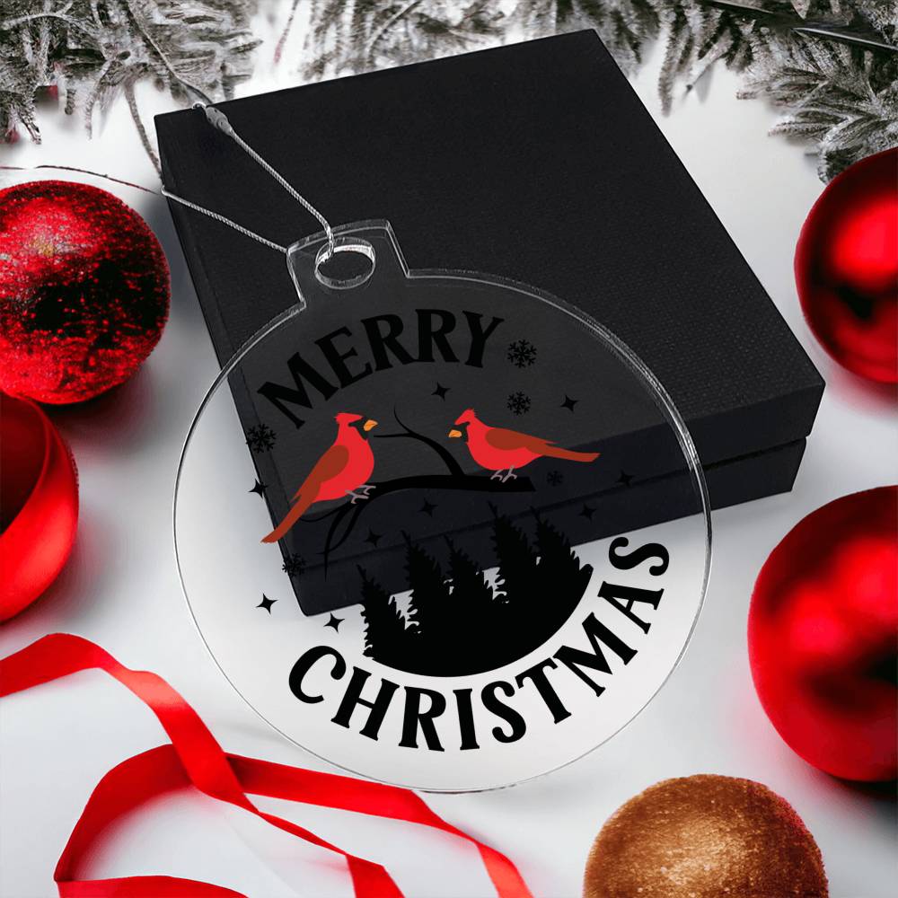 Merry Christmas Cardinal Acrylic Ornament-[Heartfelt Family Gift]