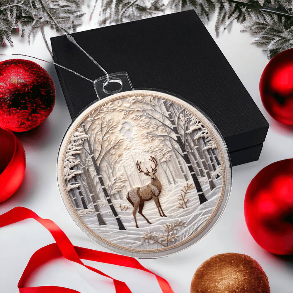 Snowy Deer Christmas Ornament - Festive Holiday Decoration-[Heartfelt Family Gift]