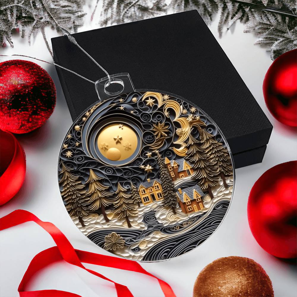 Village Quilling Effect Acrylic Ornament-[Heartfelt Family Gift]