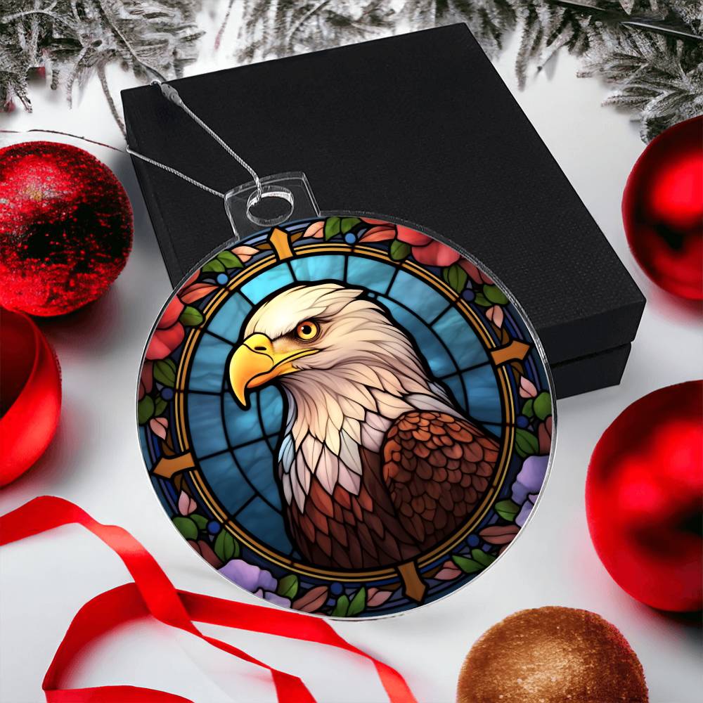 Bald Eagle Stained Glass Acrylic Christmas Ornament - Unique Holiday Decoration-[Heartfelt Family Gift]