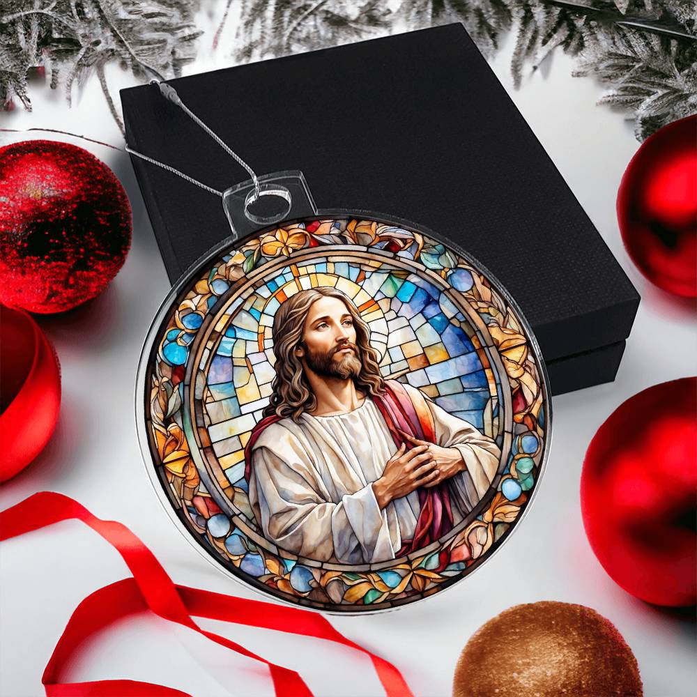 Jesus Stain glass effect Acrylic Christmas Ornament-[Heartfelt Family Gift]