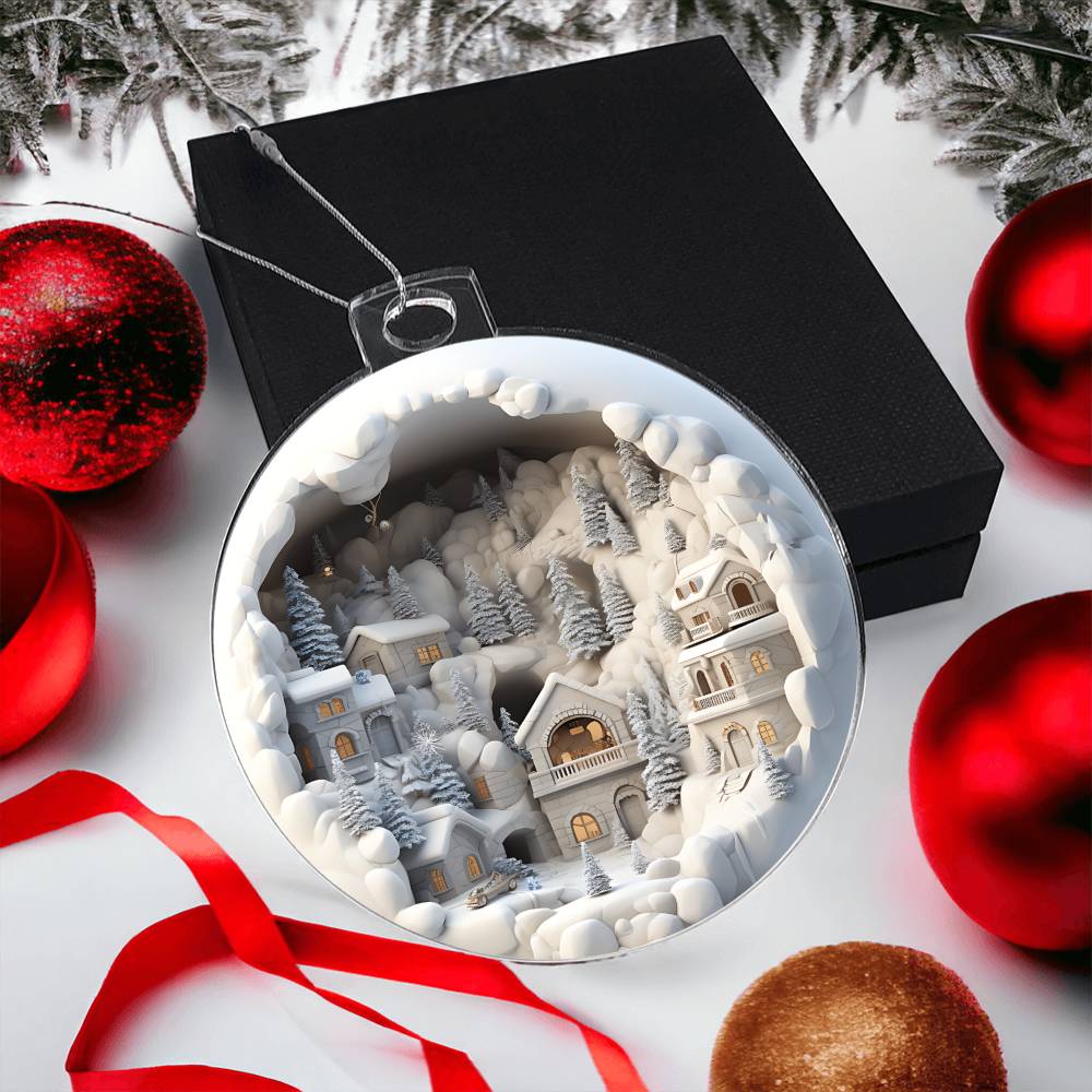 3D Winter Scene Acrylic Ornament - Add a Touch of Winter Magic to Your Tree-[Heartfelt Family Gift]