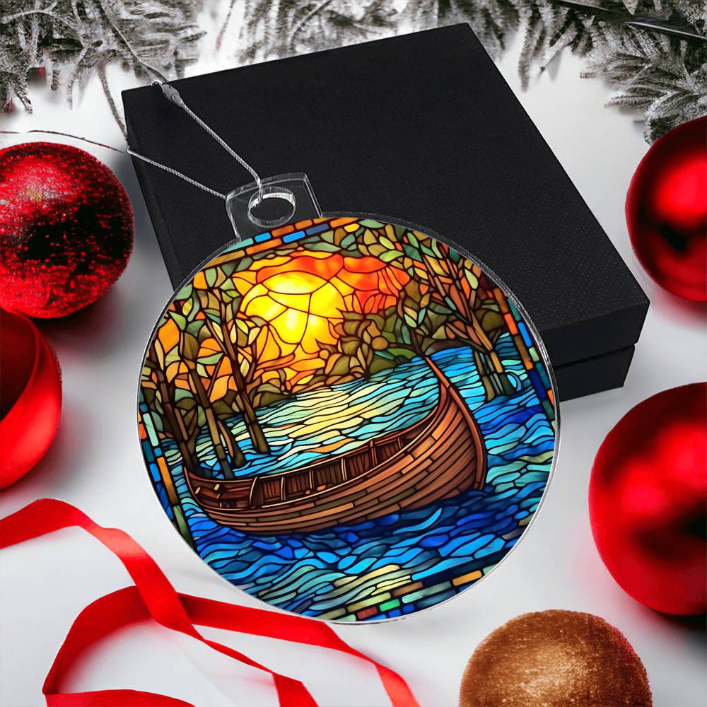 Canoe Acrylic Christmas Ornament - Festive Holiday Decor for Nature Lovers-[Heartfelt Family Gift]