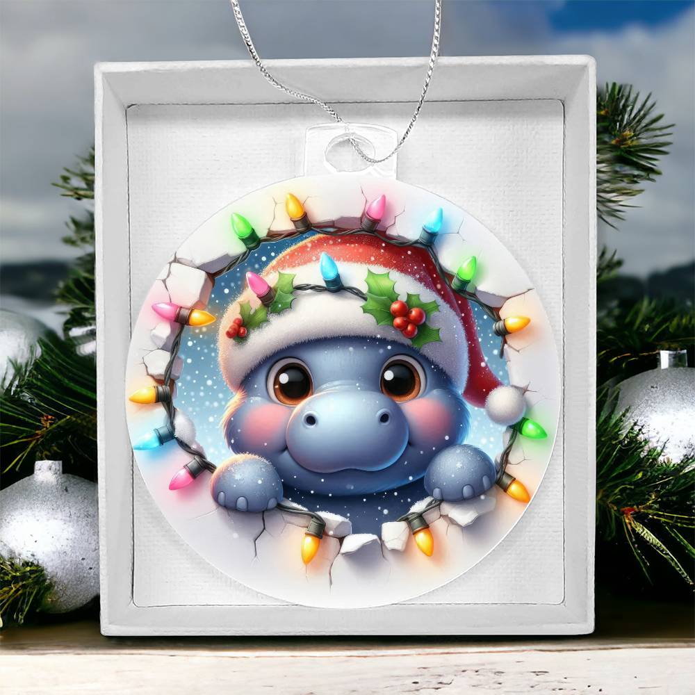 Hippo Breakaway 3d Effect Acrylic Ornament-[Heartfelt Family Gift]