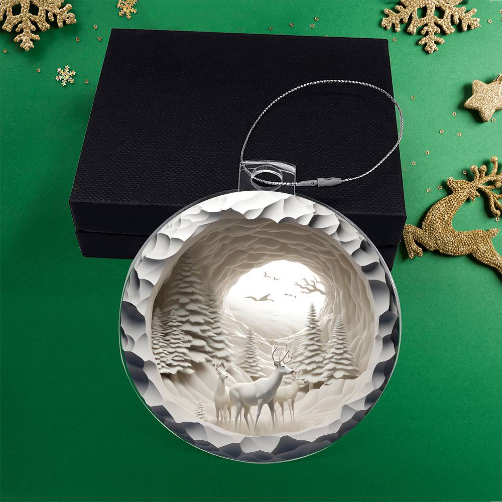 Acrylic Christmas Ornament Snowy Woods 3D Effect-[Heartfelt Family Gift]
