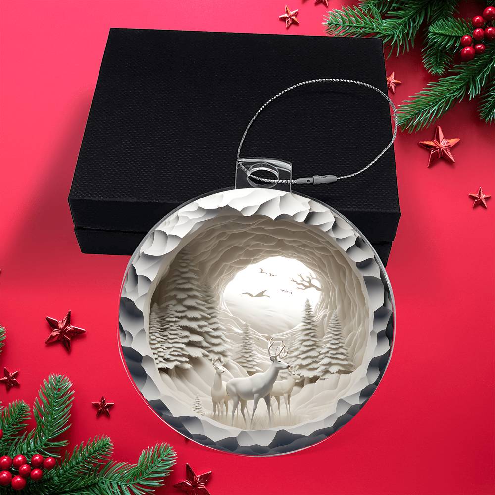 Acrylic Christmas Ornament Snowy Woods 3D Effect-[Heartfelt Family Gift]
