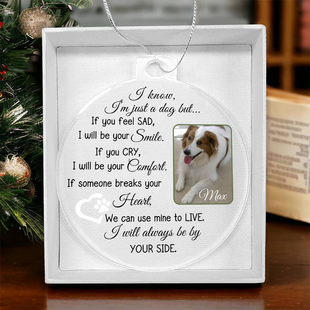Personalized Dog Photo and Name Acrylic Christmas Ornament-[Heartfelt Family Gift]