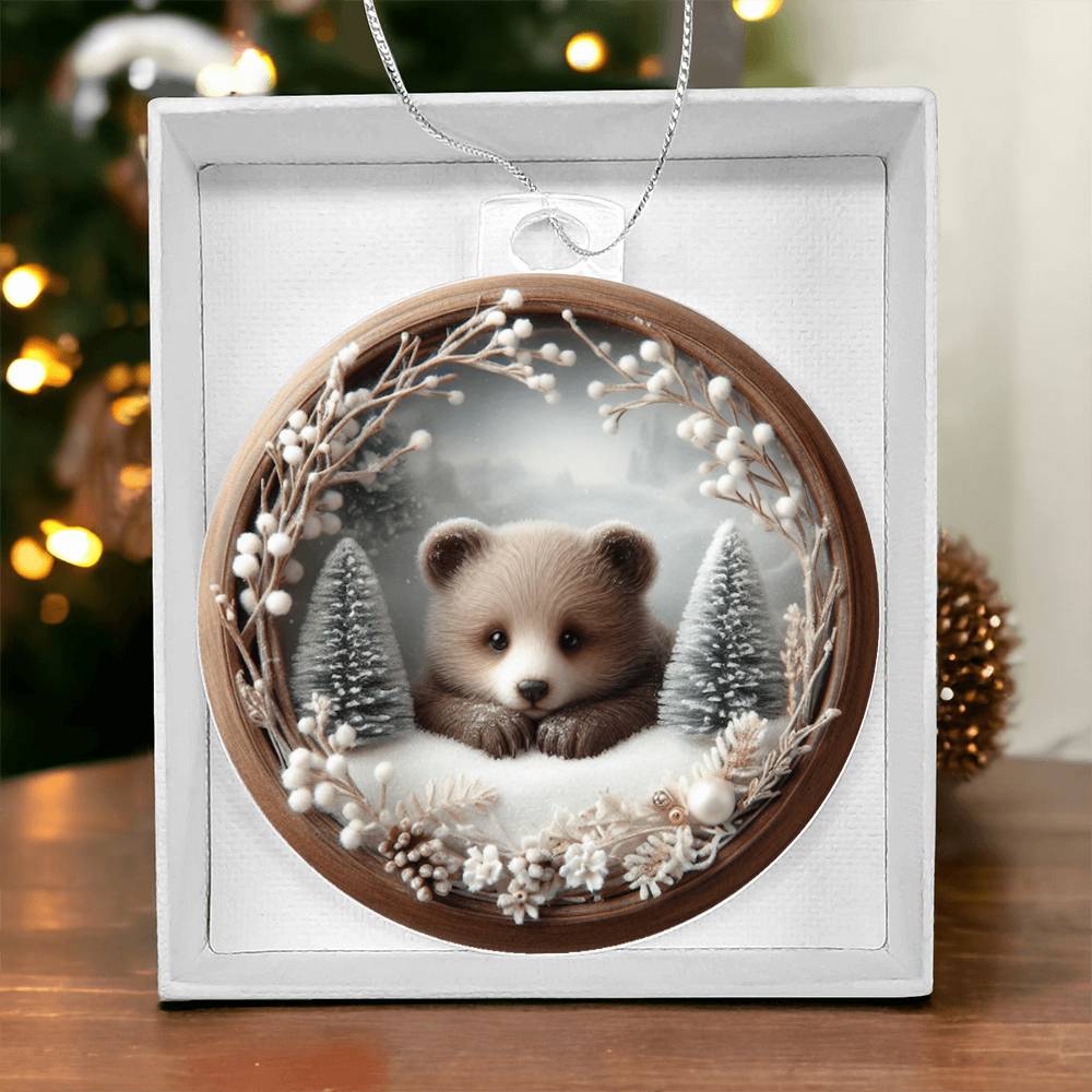 Woodland Bear 3D Effect Christmas Ornament