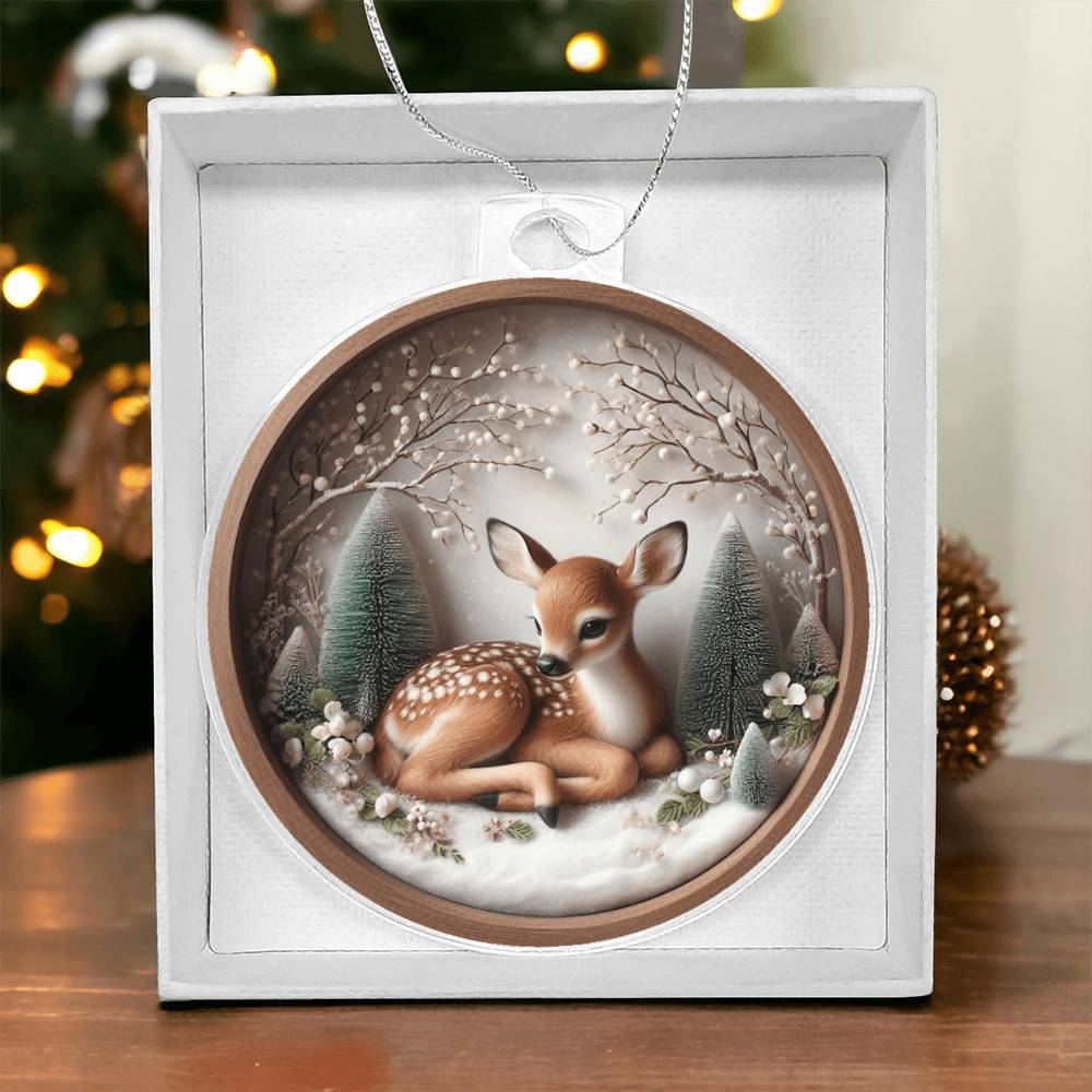 Woodland Deer 3D Effect Acrylic Christmas Ornament