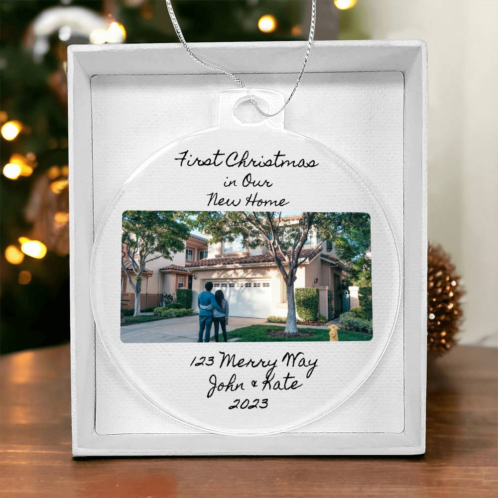 Personalized First Christmas in Our New Home Round Acrylic Ornament-[Heartfelt Family Gift]