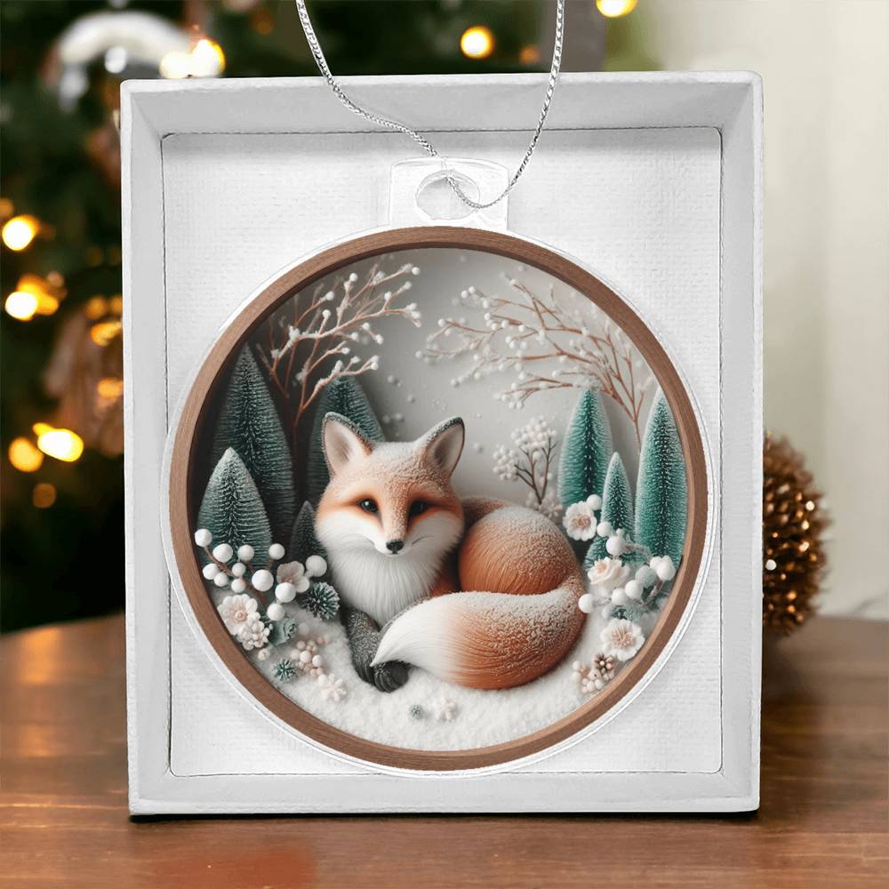 Woodland Fox 3D Effect Acrylic Christmas Ornament