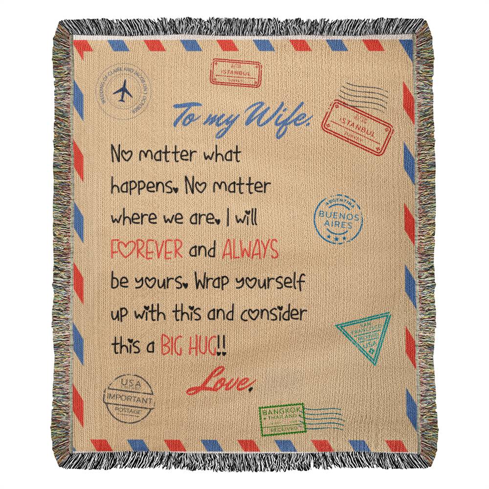 Monogrammed Wife Woven Blanket - Perfect Gift for Your Loved One-[Heartfelt Family Gift]