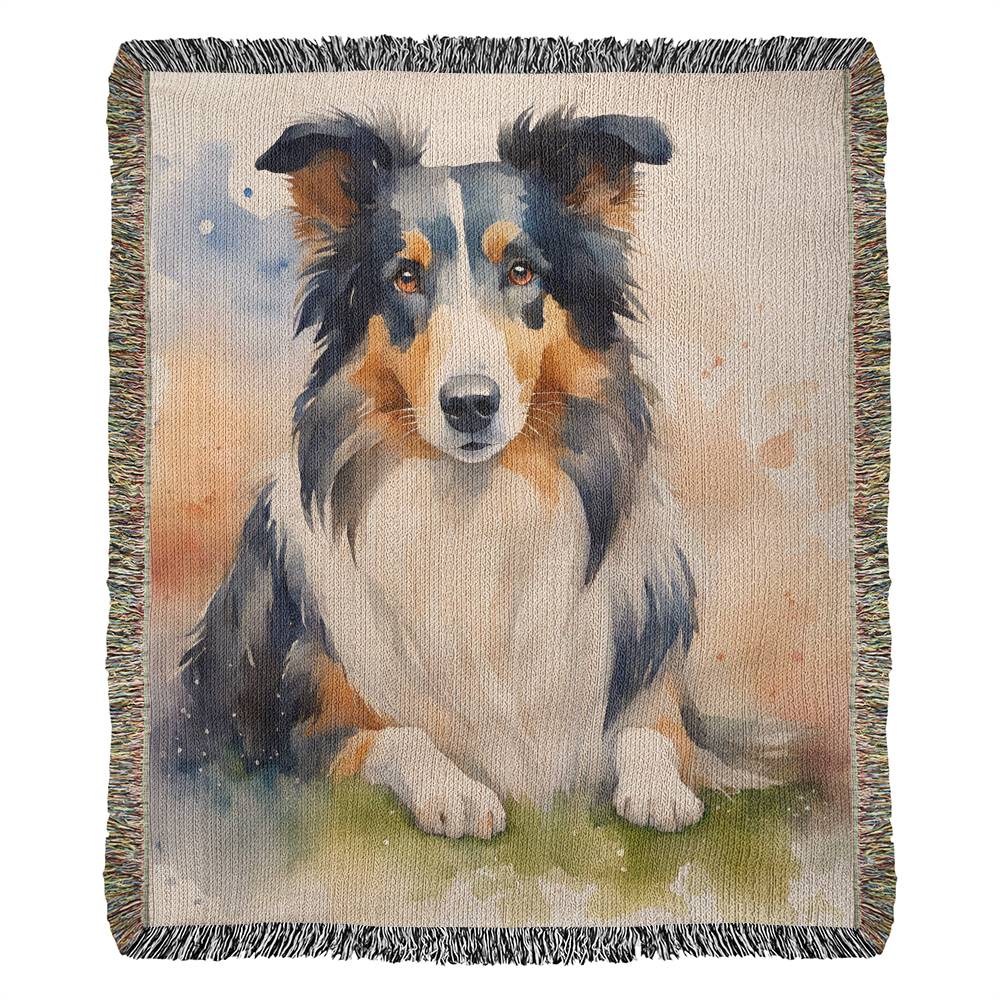 Watercolor Collie Woven Blanket Tapestry - Beautiful Home Decor-[Heartfelt Family Gift]