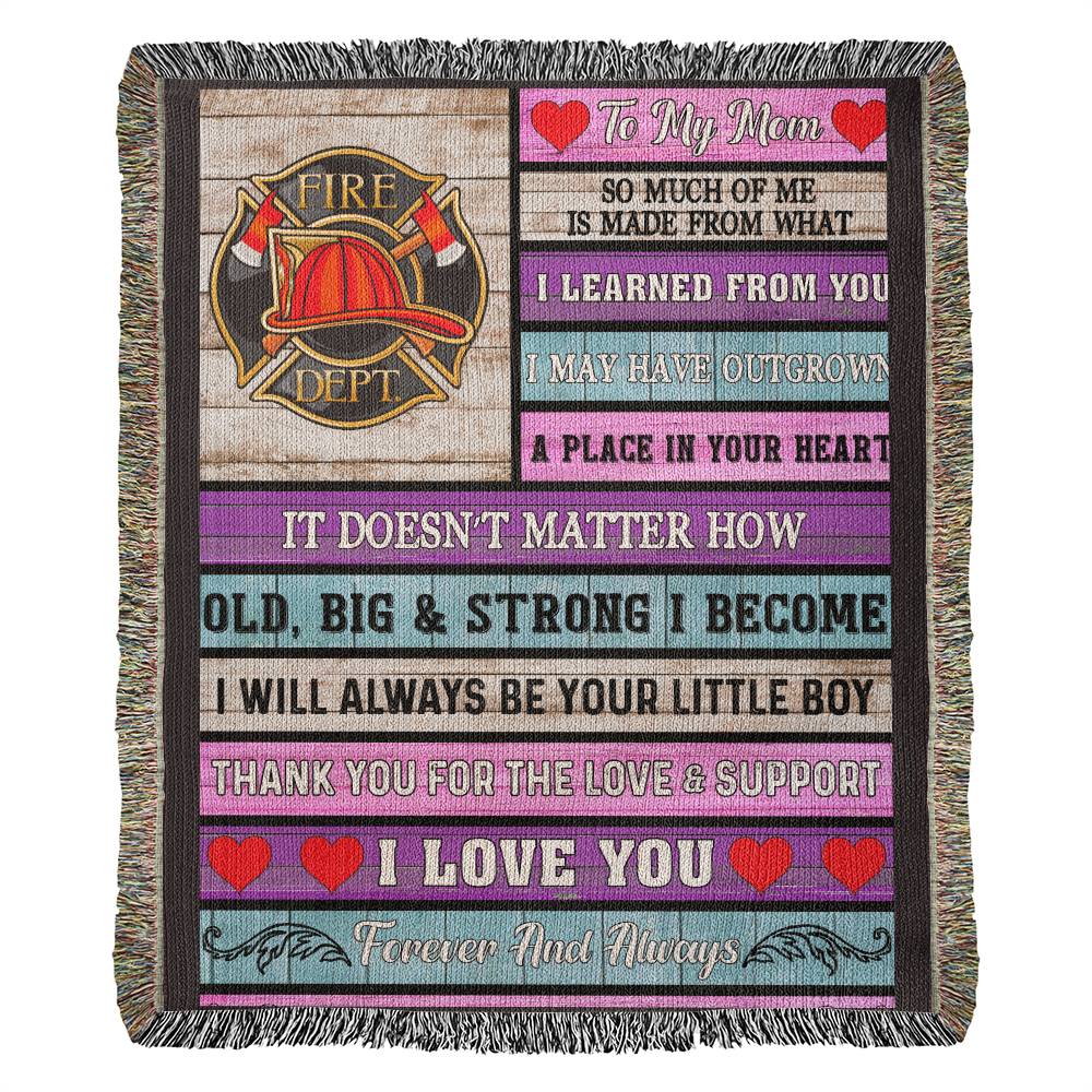 Firefighter Woven Throw Blanket for Mom - Perfect Gift for Mothers Day-[Heartfelt Family Gift]
