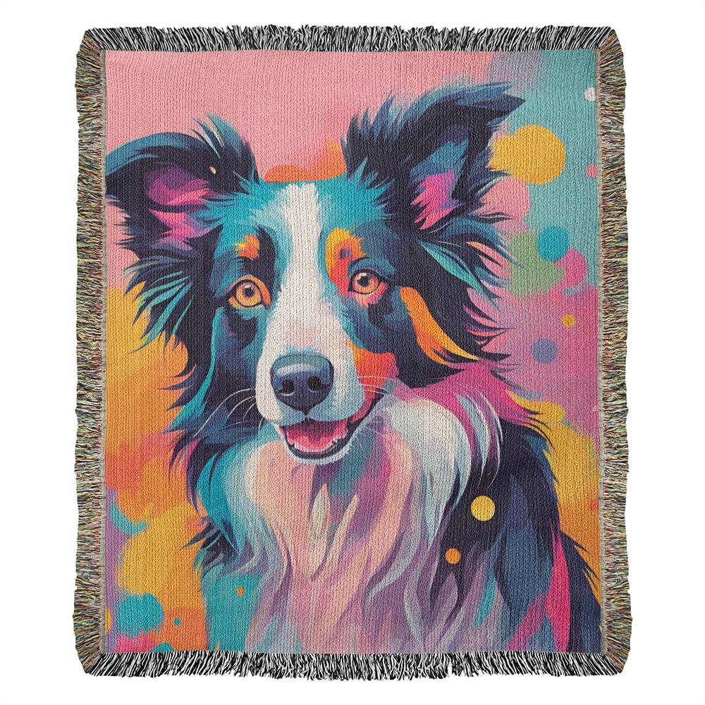 Watercolor Border Collie Blanket Tapestry - Pastel Design-[Heartfelt Family Gift]