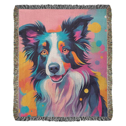 Watercolor Border Collie Blanket Tapestry - Pastel Design-[Heartfelt Family Gift]