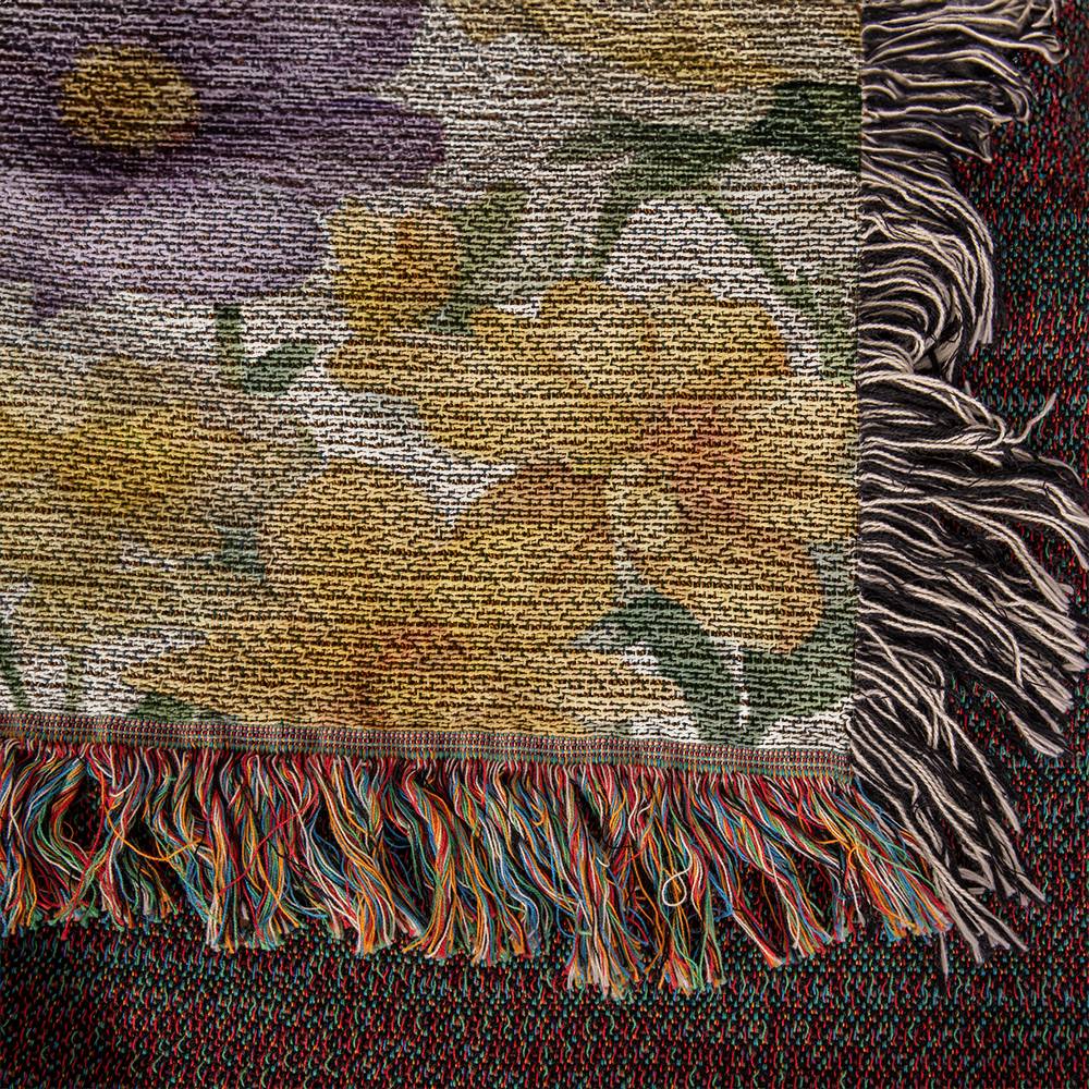 June birth flower month Woven blanket - Roses and Honeysuckle-[Heartfelt Family Gift]