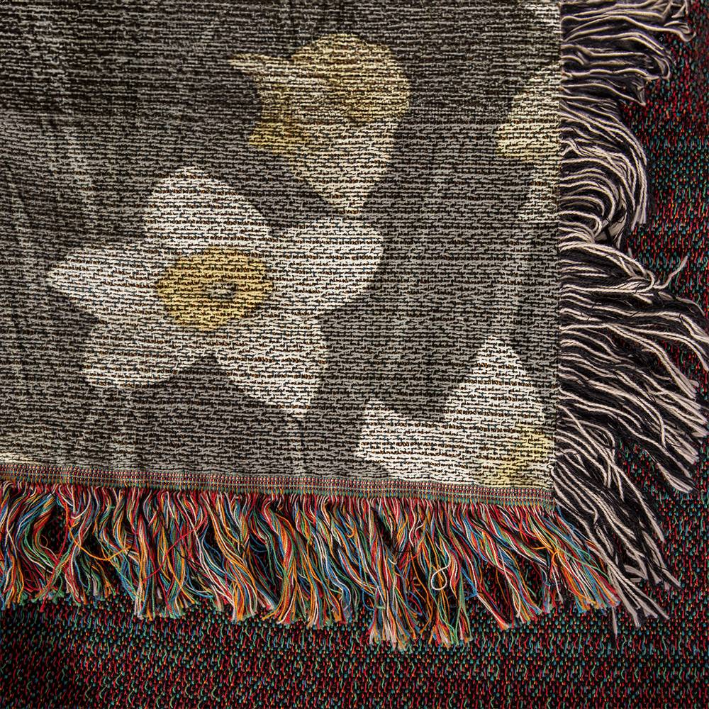 Floral Woven Blanket Daffodils March Birth Flower Throw-[Heartfelt Family Gift]