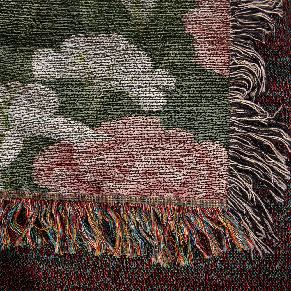 January Birth Month Flower Carnation Snowdrop Woven Blanket-[Heartfelt Family Gift]