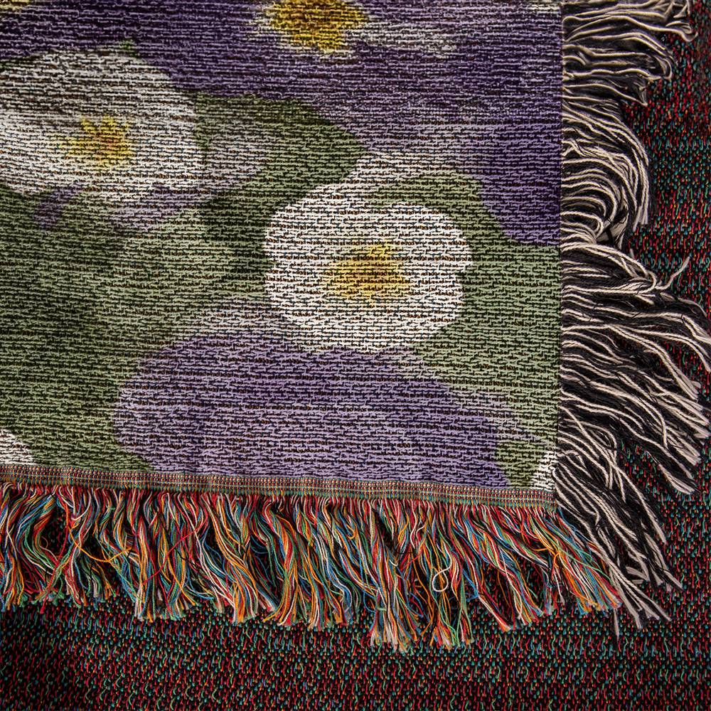 February Birth Month Flowers Violets and Primrose Floral Woven Blanket-[Heartfelt Family Gift]
