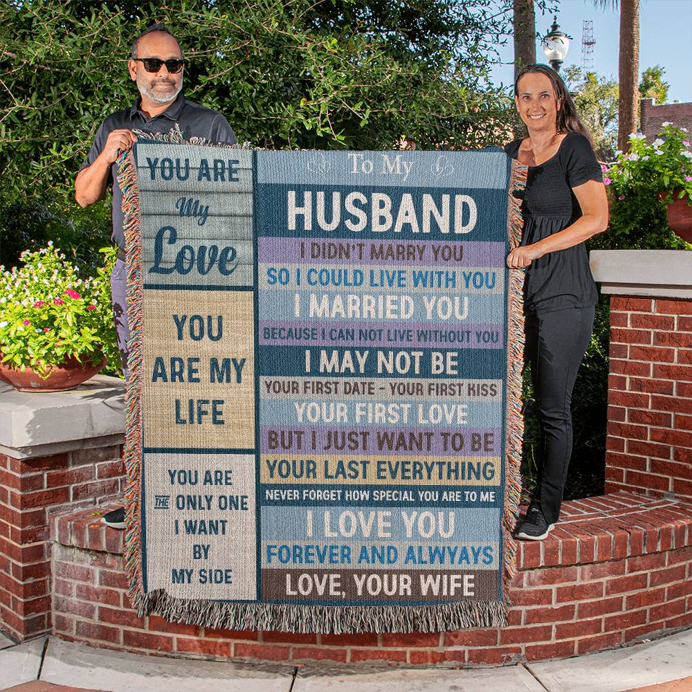 Monogrammed Husband Woven Blanket Gift - Perfect for Your Special Partner-[Heartfelt Family Gift]