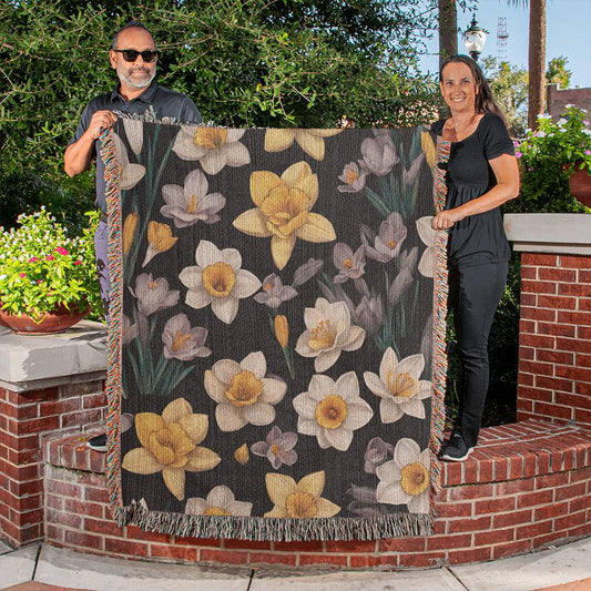 Daffodils March Birth Flower Woven Blanket-[Heartfelt Family Gift]