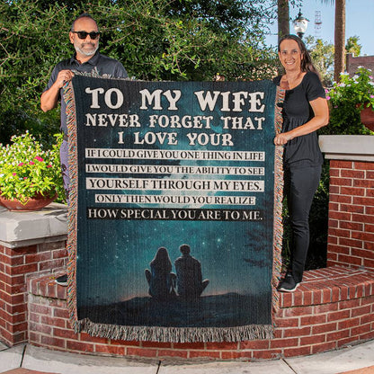 To My Wife - I Love You Woven Blanket A Meaningful Gift for Anniversaries and Special Occasions-[Heartfelt Family Gift]