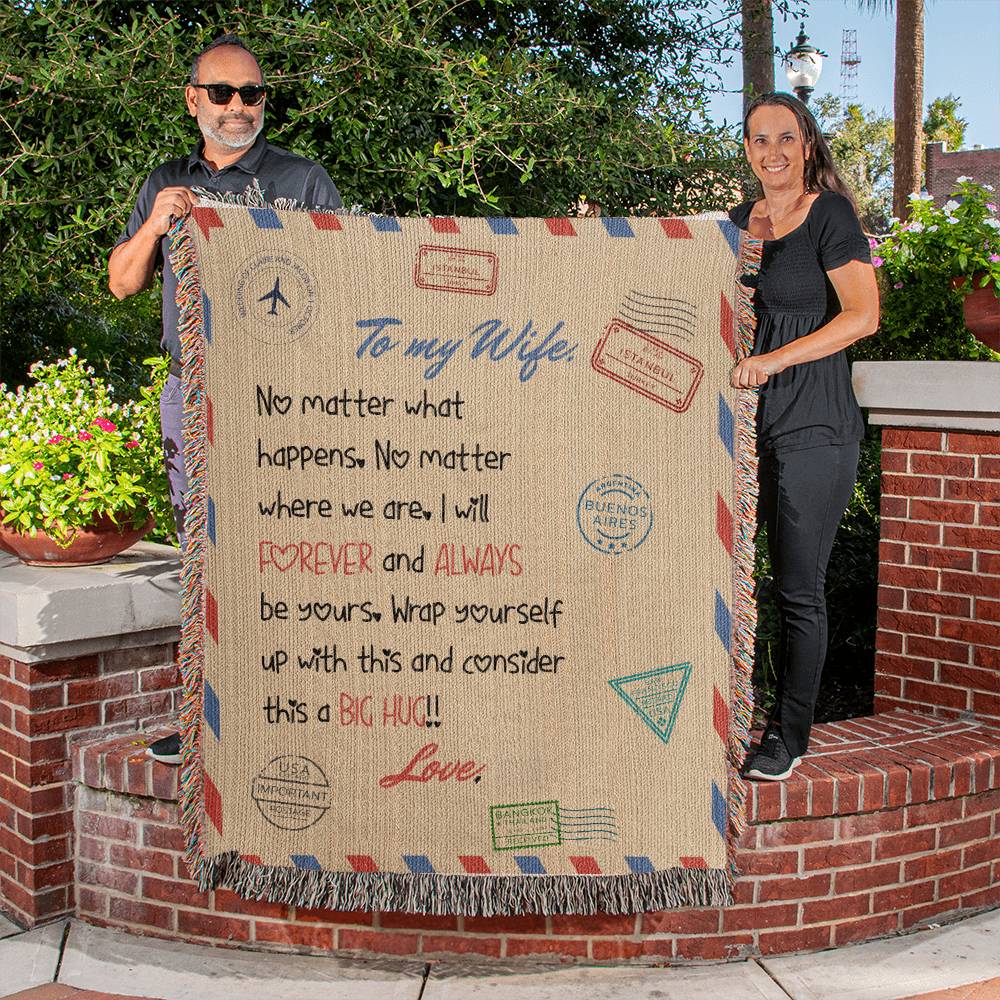Monogrammed Wife Woven Blanket - Perfect Gift for Your Loved One-[Heartfelt Family Gift]