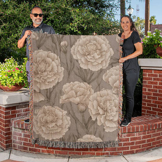 January Birth Month Flower Carnation Woven Blanket-[Heartfelt Family Gift]