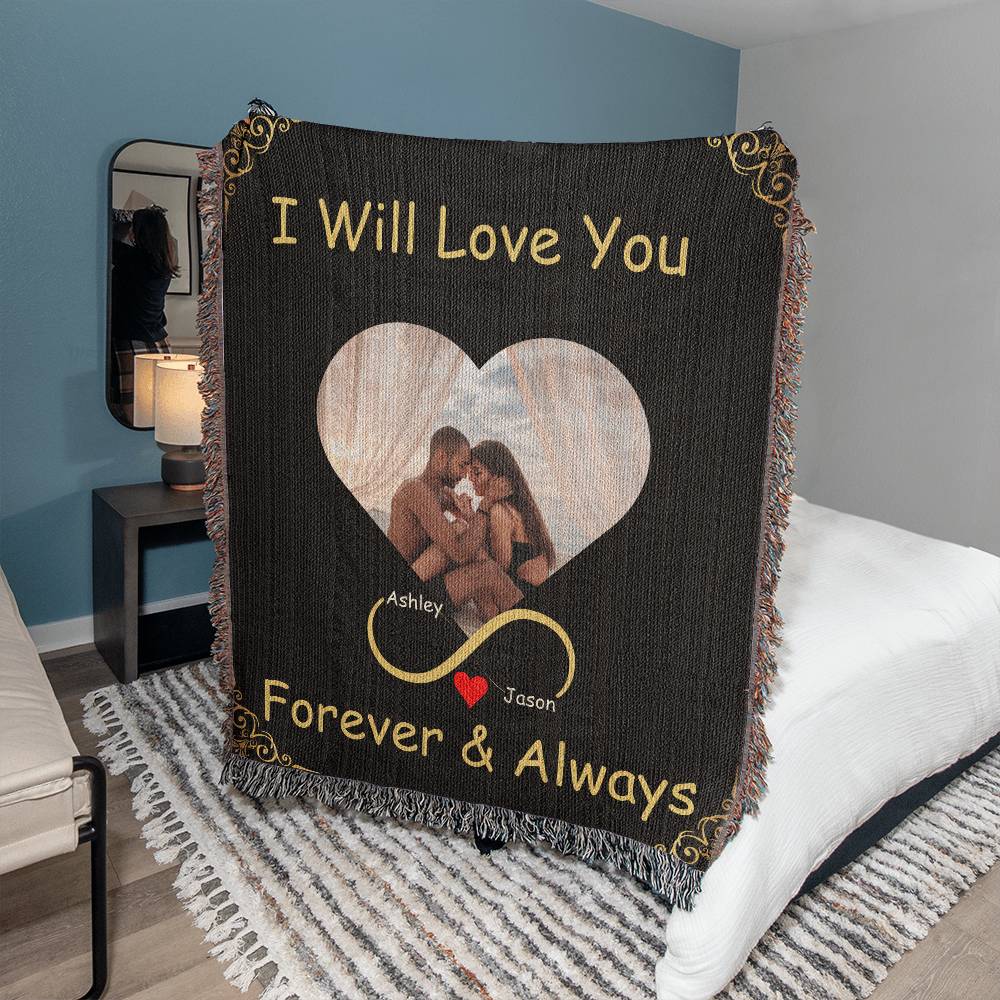 Personalized I Will Love You Forever and Always Woven Blanket-[Heartfelt Family Gift]