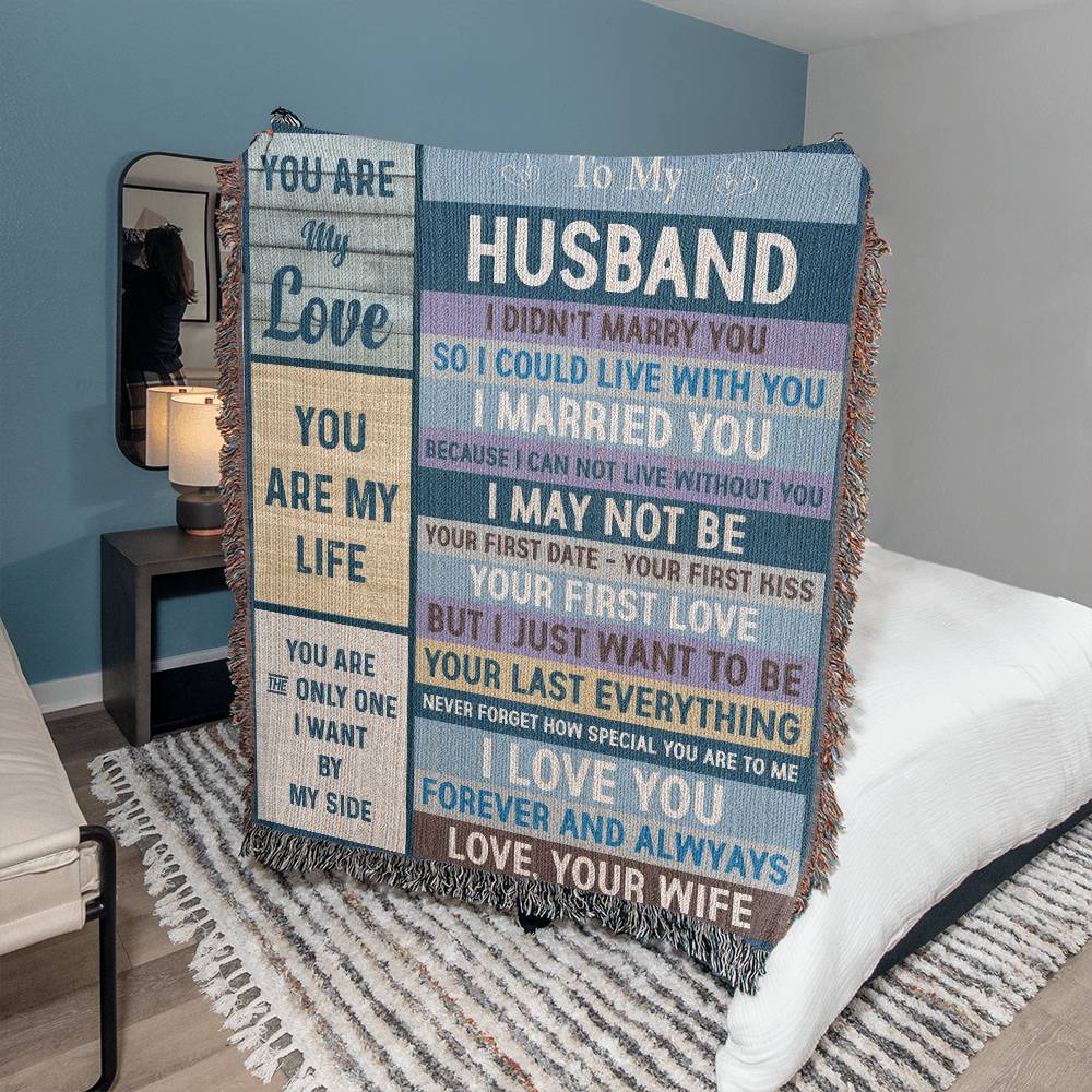 Monogrammed Husband Woven Blanket Gift - Perfect for Your Special Partner-[Heartfelt Family Gift]
