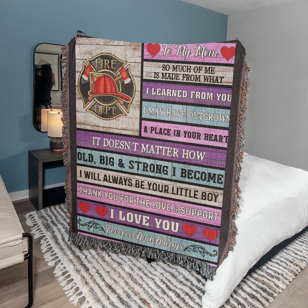 Firefighter Woven Throw Blanket for Mom - Perfect Gift for Mothers Day-[Heartfelt Family Gift]