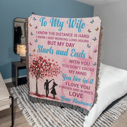 To My Wife Woven Blanket for a Cozy Start and End to the Day  Perfect Anniversary GiftMonogrammed Leather Dopp Kit Groomsmen Gift-[Heartfelt Family Gift]
