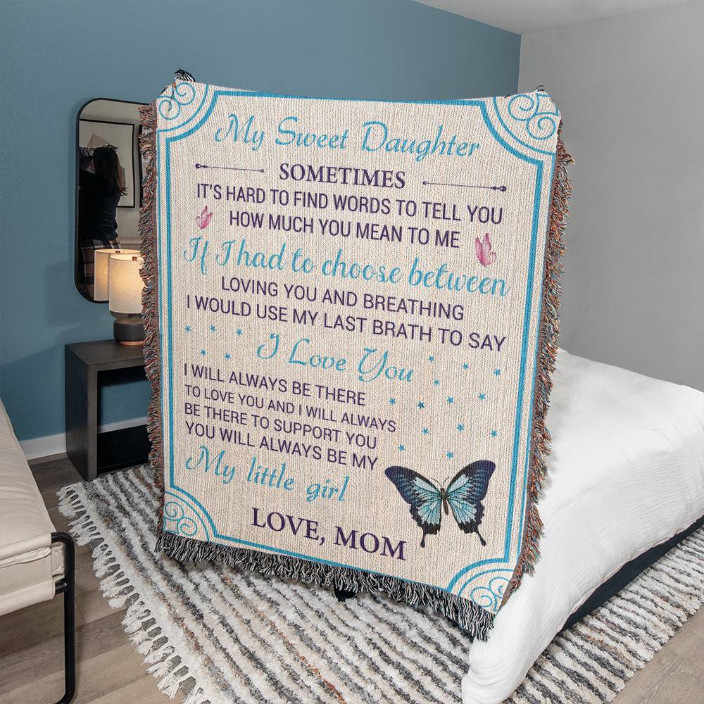 Cherish Your Daughter with Our Handcrafted Woven Blanket - Perfect Gift for Any Occasion-[Heartfelt Family Gift]