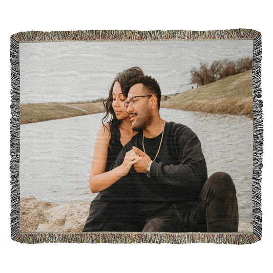 Personalized Womens Tapestry Blanket with Custom Photo - Horizontal Design-[Heartfelt Family Gift]