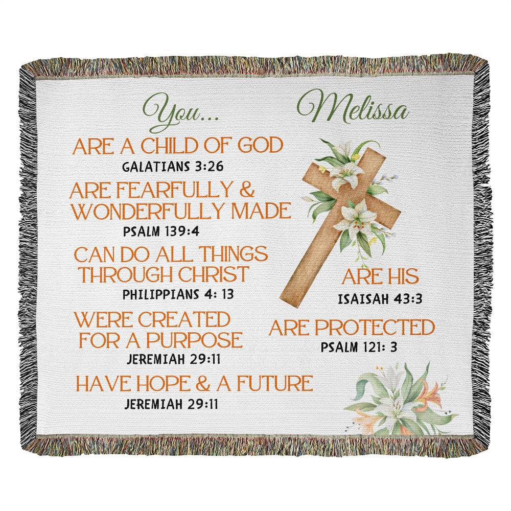 Personalized Christian Woven Tapestry Blanket Throw - Ideal for Affirmations Bible Study and Home Decor-[Heartfelt Family Gift]