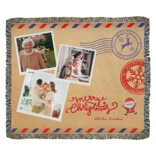 Personalized Santa Letters Photo Blanket - 60x50 Woven Throw-[Heartfelt Family Gift]