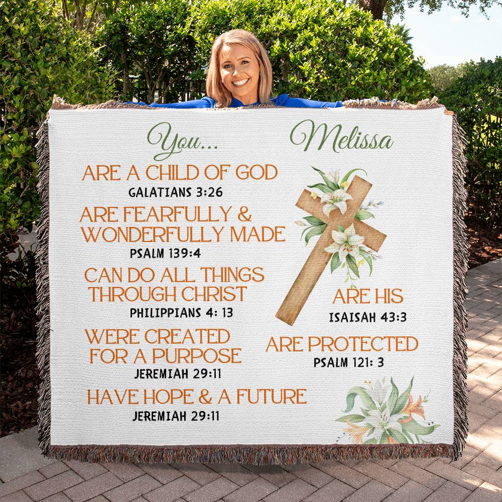 Personalized Christian Woven Tapestry Blanket Throw - Ideal for Affirmations Bible Study and Home Decor-[Heartfelt Family Gift]