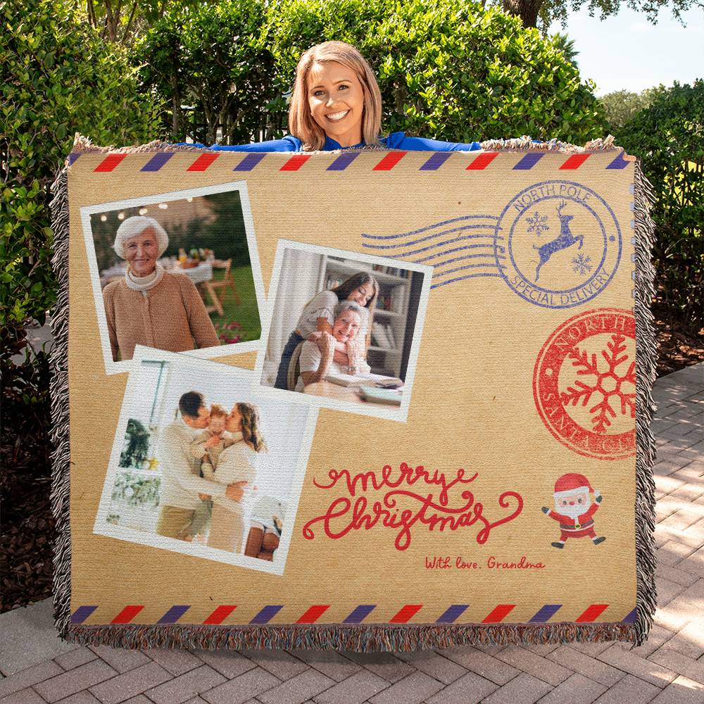 Personalized Santa Letters Photo Blanket - 60x50 Woven Throw-[Heartfelt Family Gift]