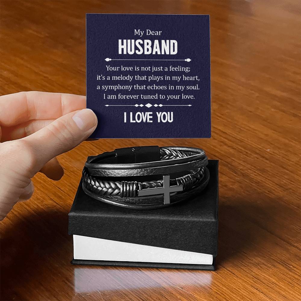 Dear husband Mens Cross Bracelet-[Heartfelt Family Gift]
