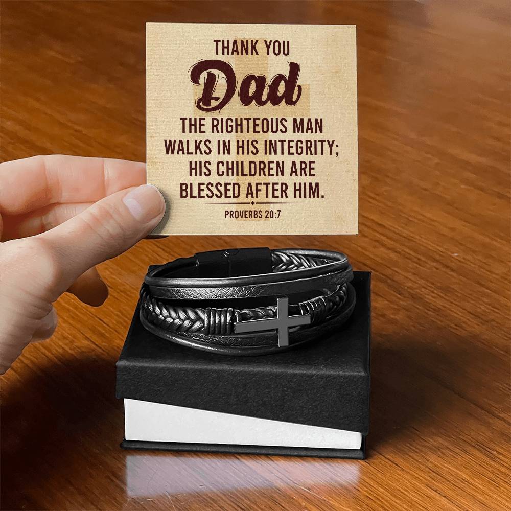 Thank You Dad Mens Cross Bracelet-[Heartfelt Family Gift]