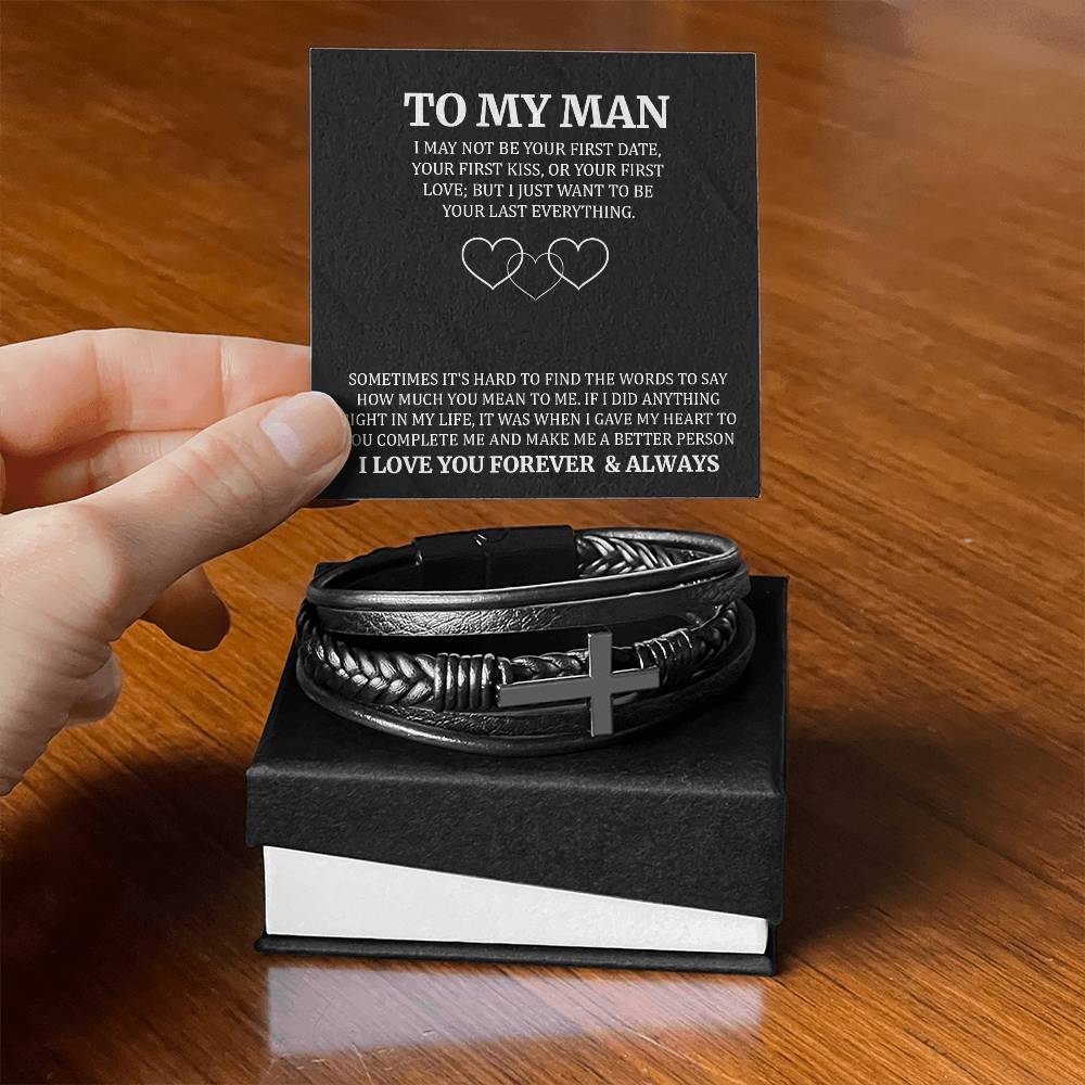 To My Man Forever and Always Mens Cross Bracelet-[Heartfelt Family Gift]