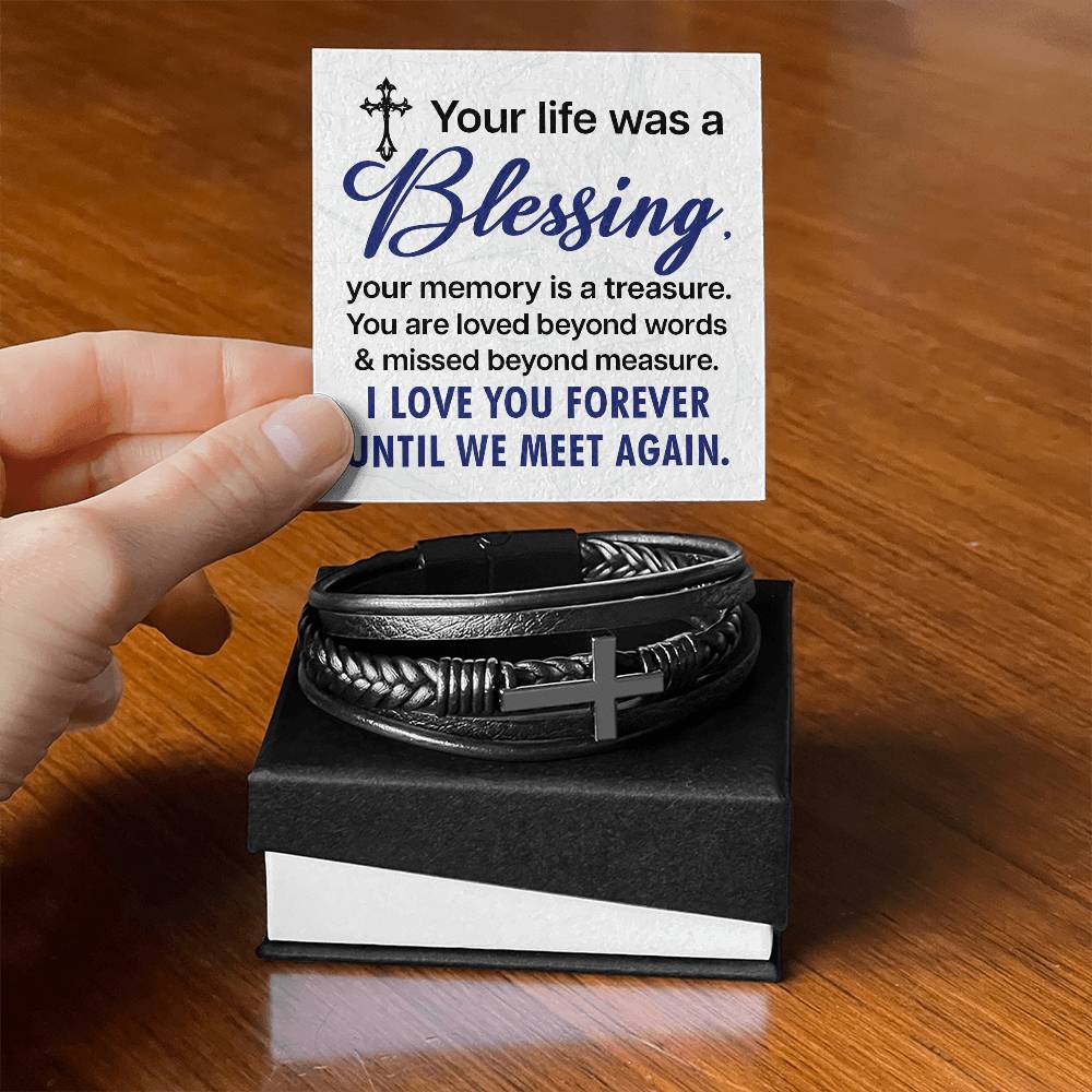 Memorial Mens Cross Bracelet-[Heartfelt Family Gift]