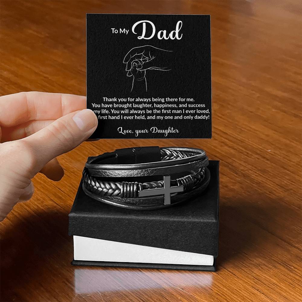 Dad Cross Mens Cross Bracelet-[Heartfelt Family Gift]
