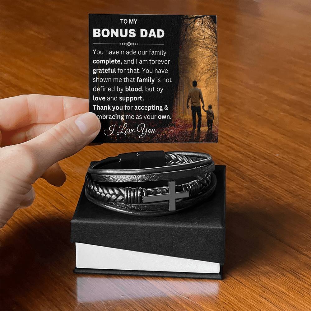 Stepfather Mens Cross Bracelet-[Heartfelt Family Gift]