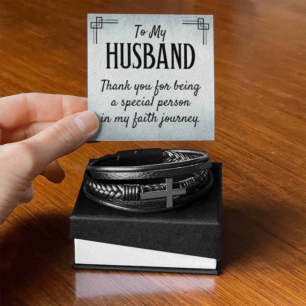 Husband Faith Mens Cross Bracelet-[Heartfelt Family Gift]