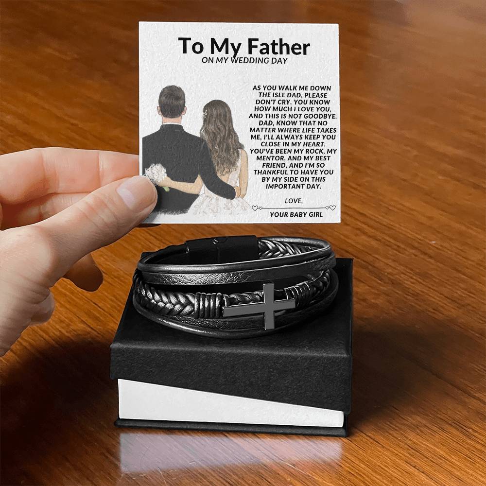 To My Father on My Wedding Day Mens Cross Bracelet-[Heartfelt Family Gift]
