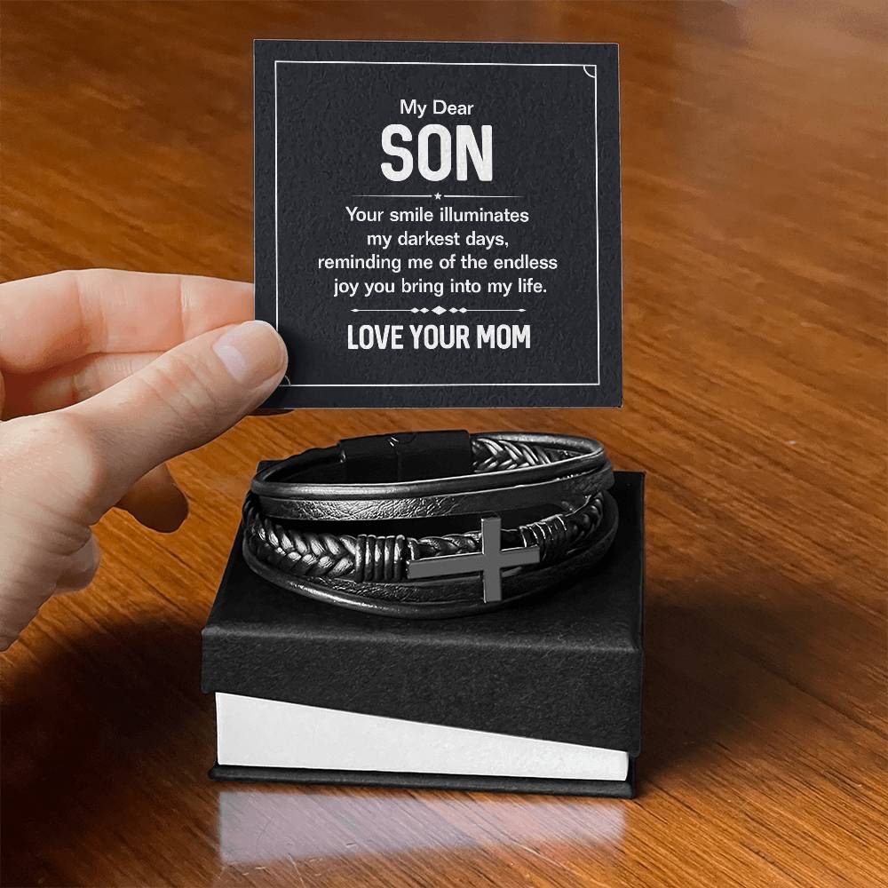Son Your Smile  Mens Cross Bracelet-[Heartfelt Family Gift]