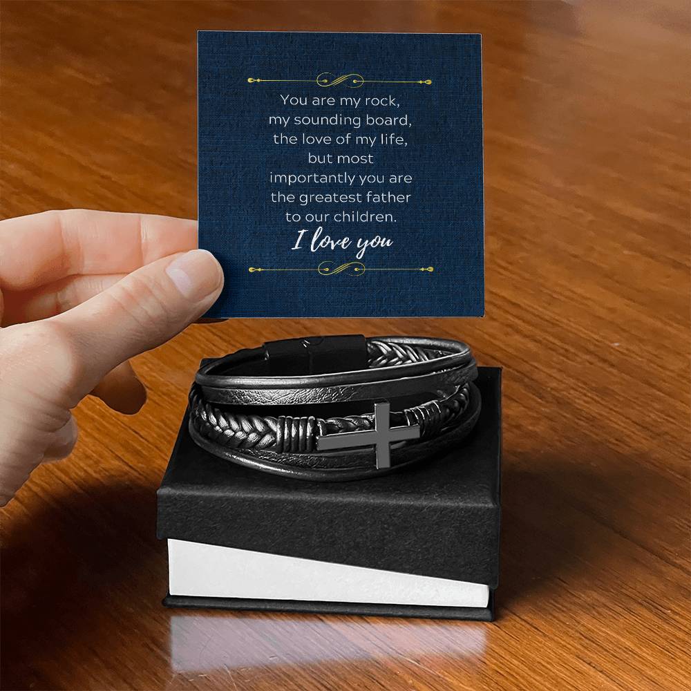 Devoted Husband and Father Mens Cross Bracelet-[Heartfelt Family Gift]