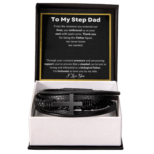 Stepdad Mens Cross Bracelet-[Heartfelt Family Gift]
